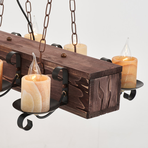 Philip Wooden 6 Lamp Pendant Light