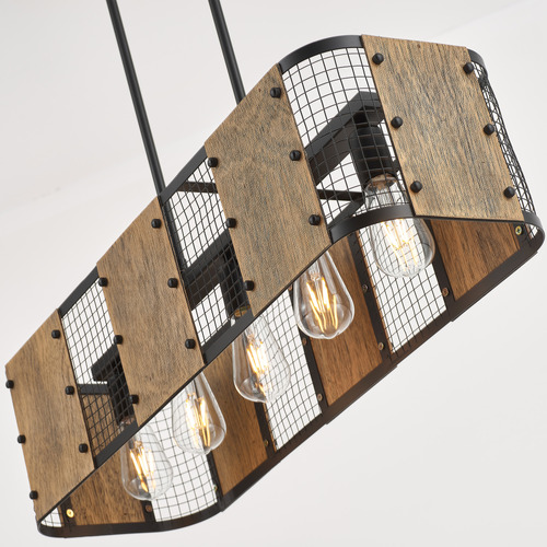 Petros Wooden 5 Lamp Pendant Light