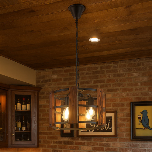 Sharon Wooden 4 Lamp Pendant Light