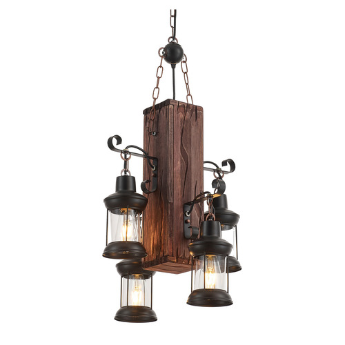 Ernest Wooden 4 Lamp Pendant Light