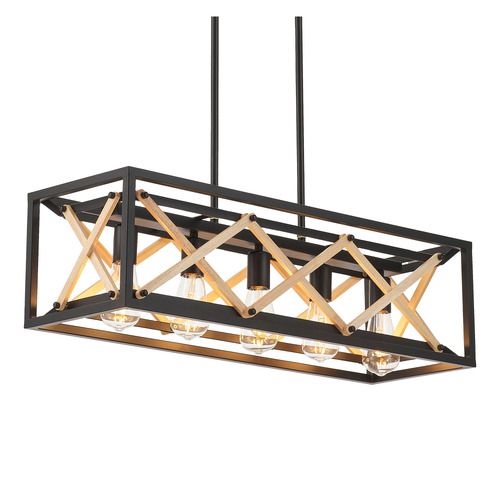 Alphonse Wooden 5 Lamp Pendant Light