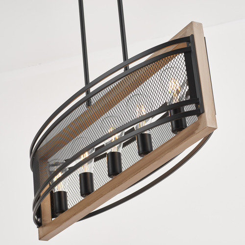 Caldwell Wooden 5 Lamp Pendant Light