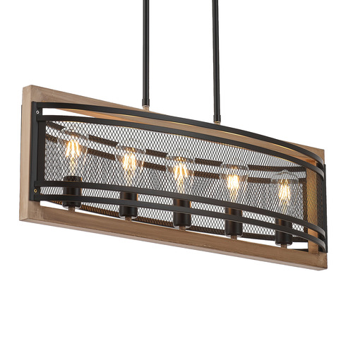 Caldwell Wooden 5 Lamp Pendant Light