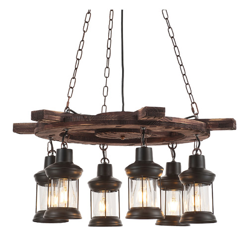 Rosamund Wooden 6 Lamp Pendant Light