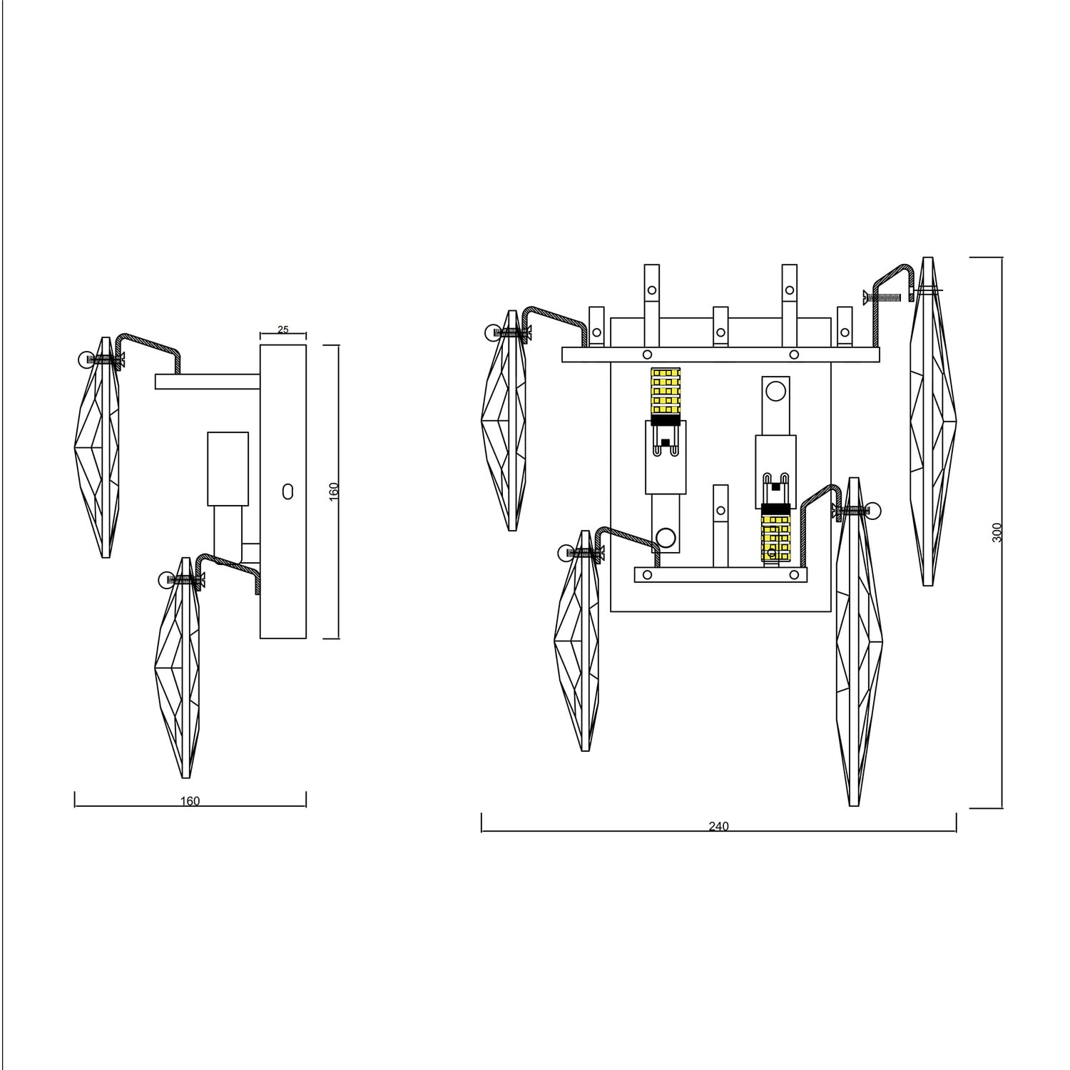 Eduard Crystal 2 Lamp Wall Sconce