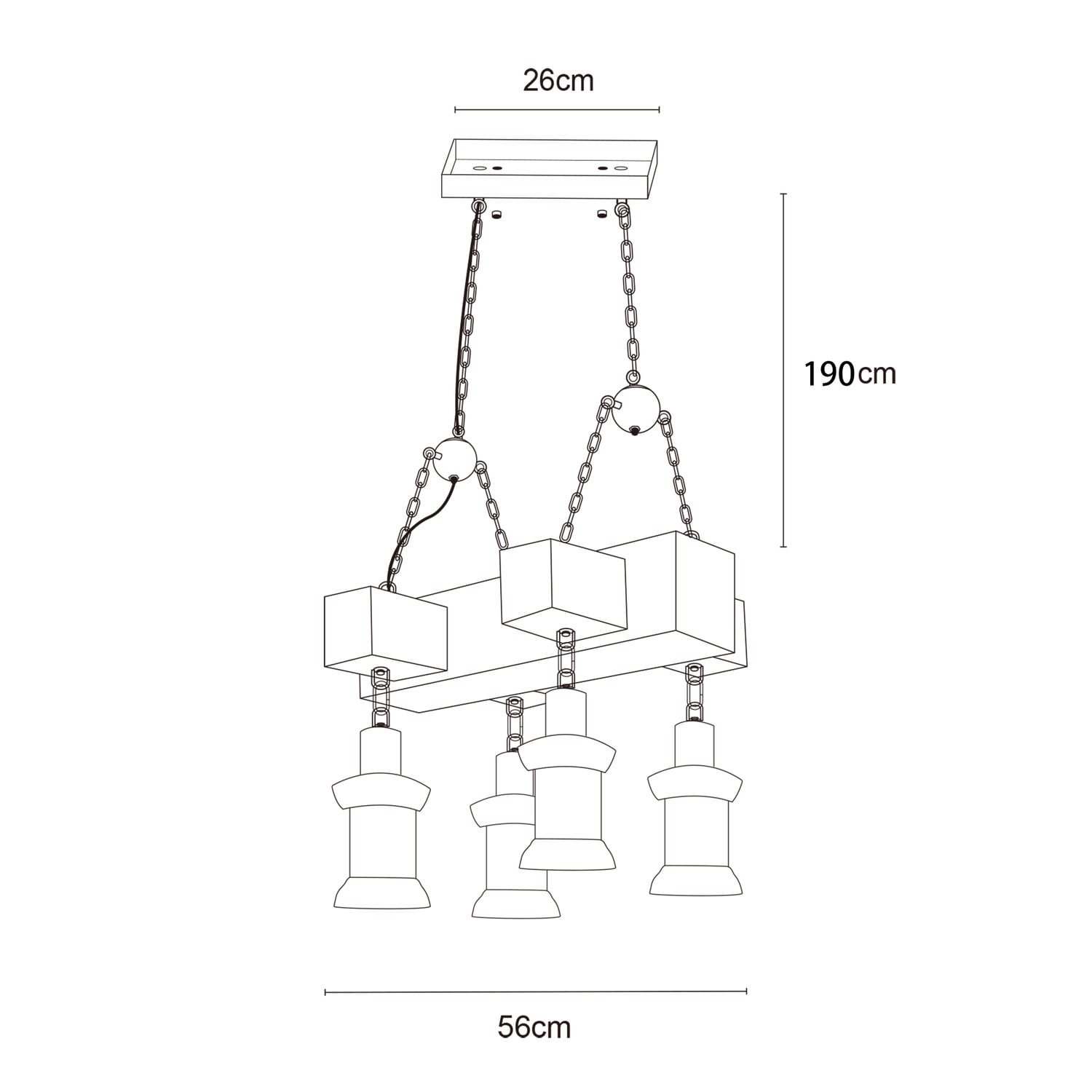Allen Cross Pine Wood 4 Lamp Pendant Light