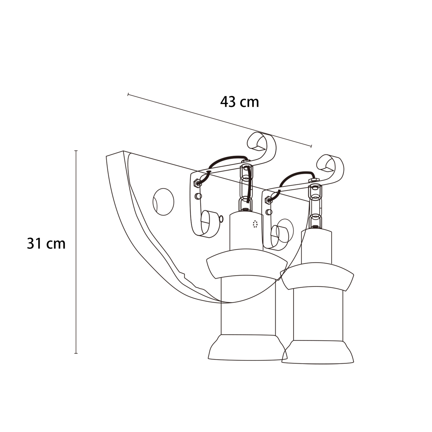Debra Iron 2 Lamp Armed Wall Light