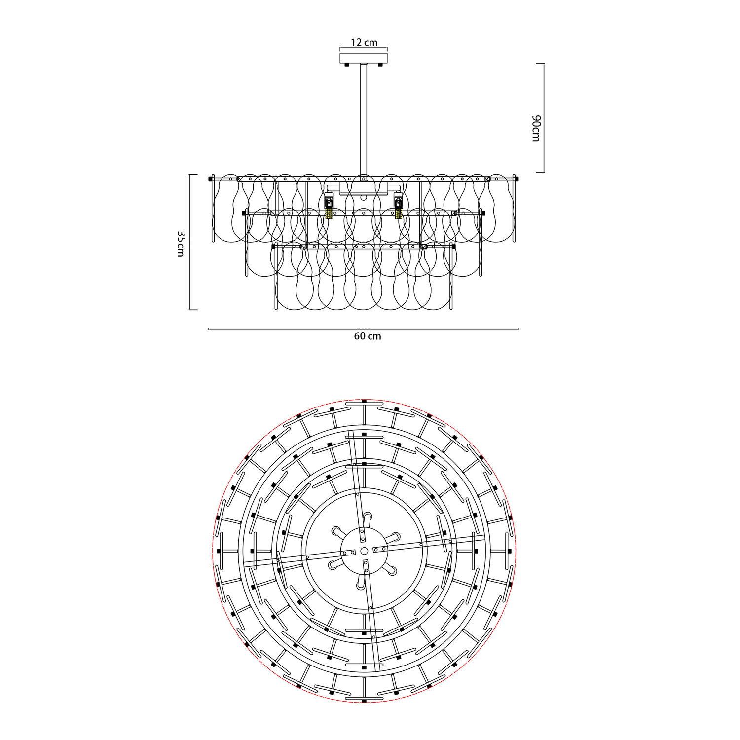 Susan Round Iron 6 Lamp Chandelier