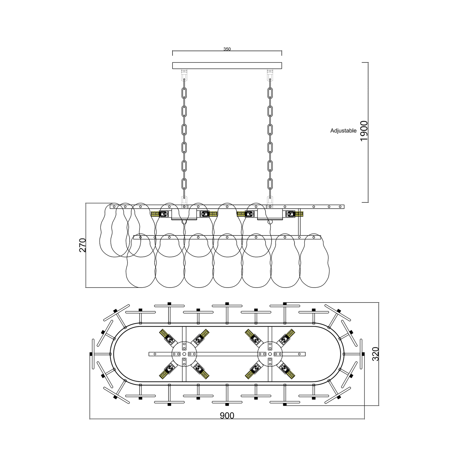 Susan Iron 8 Light Pendant