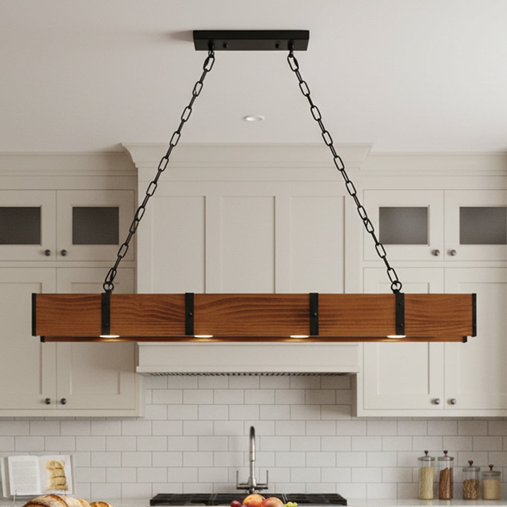 Napa Pine Wood 4-Light Pendant