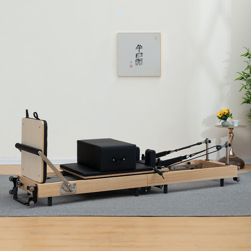 Nash Foldable Oak Wood Pilates Reformer Bed