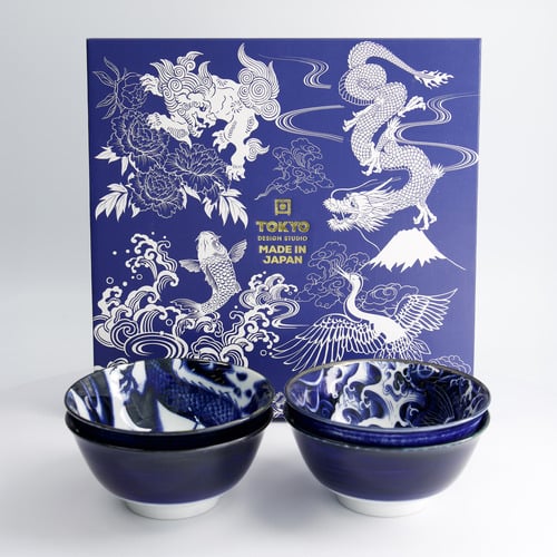 4 Piece Japonism 14cm Porcelain Bowl Set