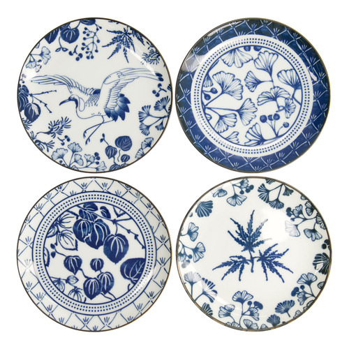4 Piece Flora Japonica 16cm Porcelain Plate Set
