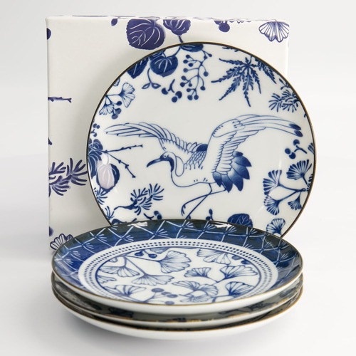 4 Piece Flora Japonica 16cm Porcelain Plate Set