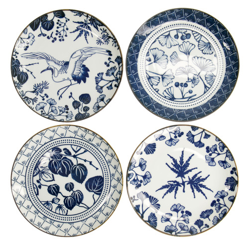 4 Piece Flora Japonica 20cm Porcelain Plate Set
