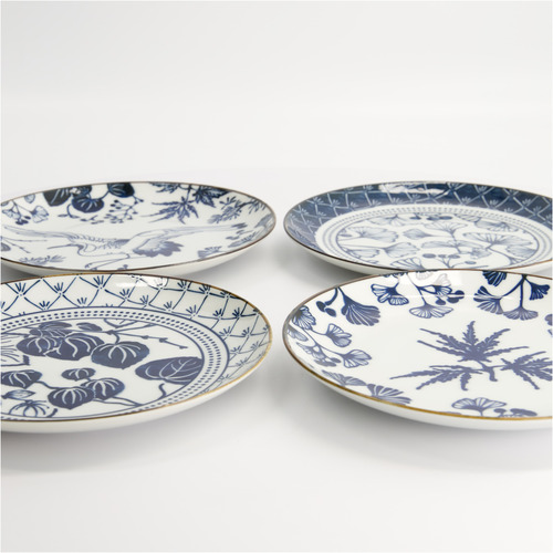 4 Piece Flora Japonica 20cm Porcelain Plate Set
