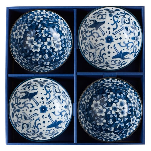 4 Piece Tokyo Blue Sakura 15cm Bowl Set
