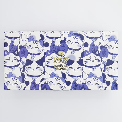 4 Piece Kawaii Cat Neko Blue Cat Bowl & Chopsticks Set