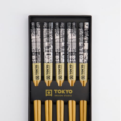 5 Piece Chopstick Tokyo Fan Gift Set