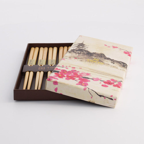 Wooden Brown 5 Pairs Chopstick Gift Set