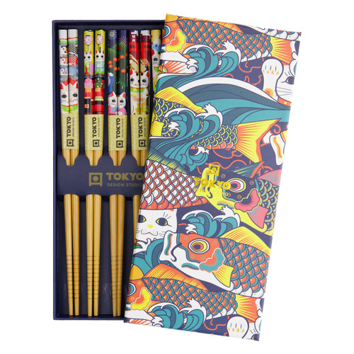 5 Pairs Chopstick Lucky & Koinobori Gift Set