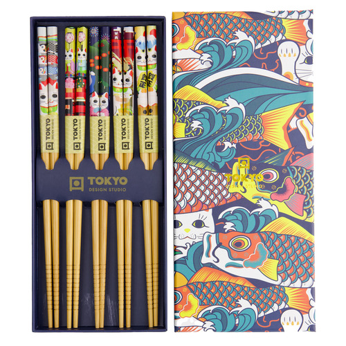 5 Pairs Chopstick Lucky & Koinobori Gift Set