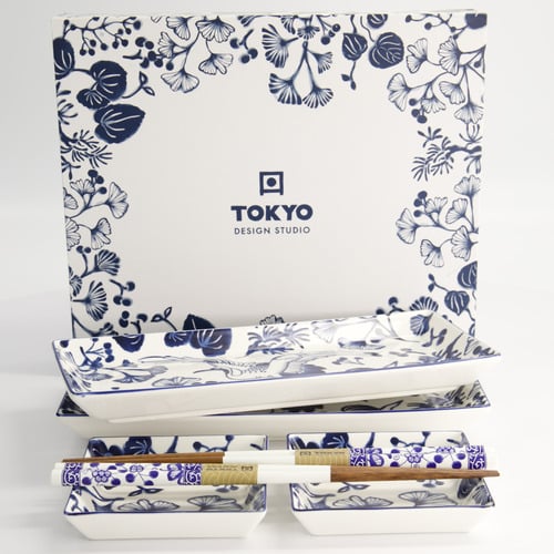 6 Piece Flora Japonica Sushi Plate Set