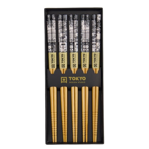 5 Piece Chopstick Tokyo Fan Gift Set