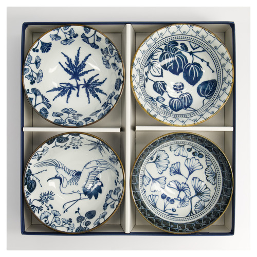 4 Piece Flora Japonica 15cm Porcelain Tayo Bowl Set