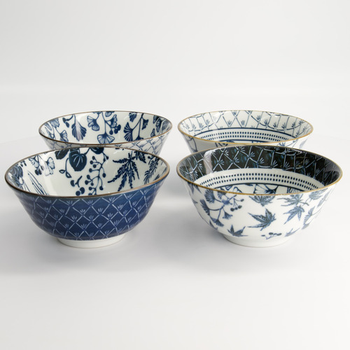 4 Piece Flora Japonica 15cm Porcelain Tayo Bowl Set