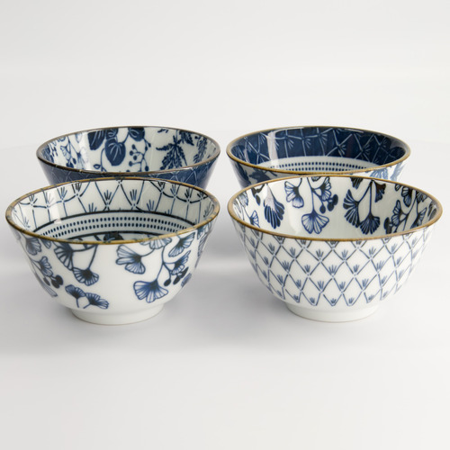 4 Piece Flora Japonica 12cm Porcelain Rice Bowl Set