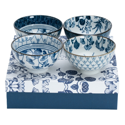 4 Piece Flora Japonica 12cm Porcelain Rice Bowl Set
