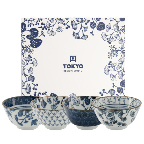 4 Piece Flora Japonica 12cm Porcelain Rice Bowl Set