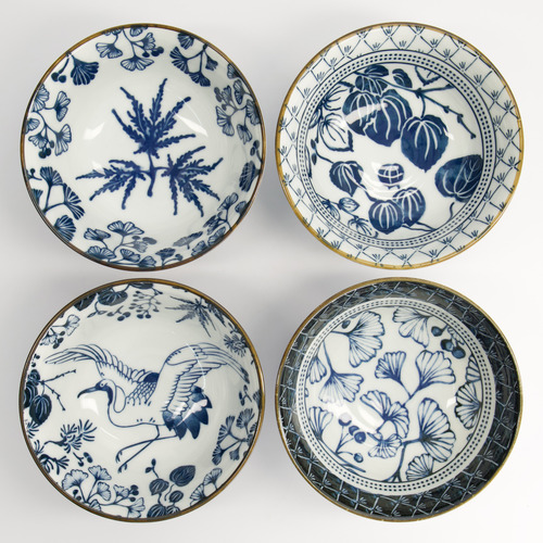 4 Piece Flora Japonica 15cm Porcelain Tayo Bowl Set