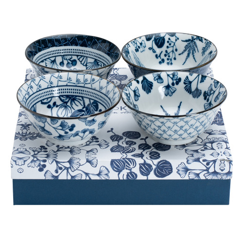 4 Piece Flora Japonica 15cm Porcelain Tayo Bowl Set