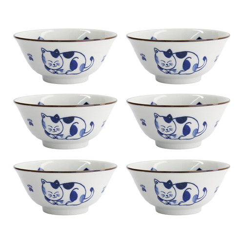 Kawaii Cat Nekko Blue Cat 14.9cm Porcelain Tayo Bowls