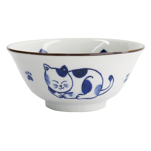 Blue Kawaii Cat Nekko14.9cm Porcelain Tayo Bowls