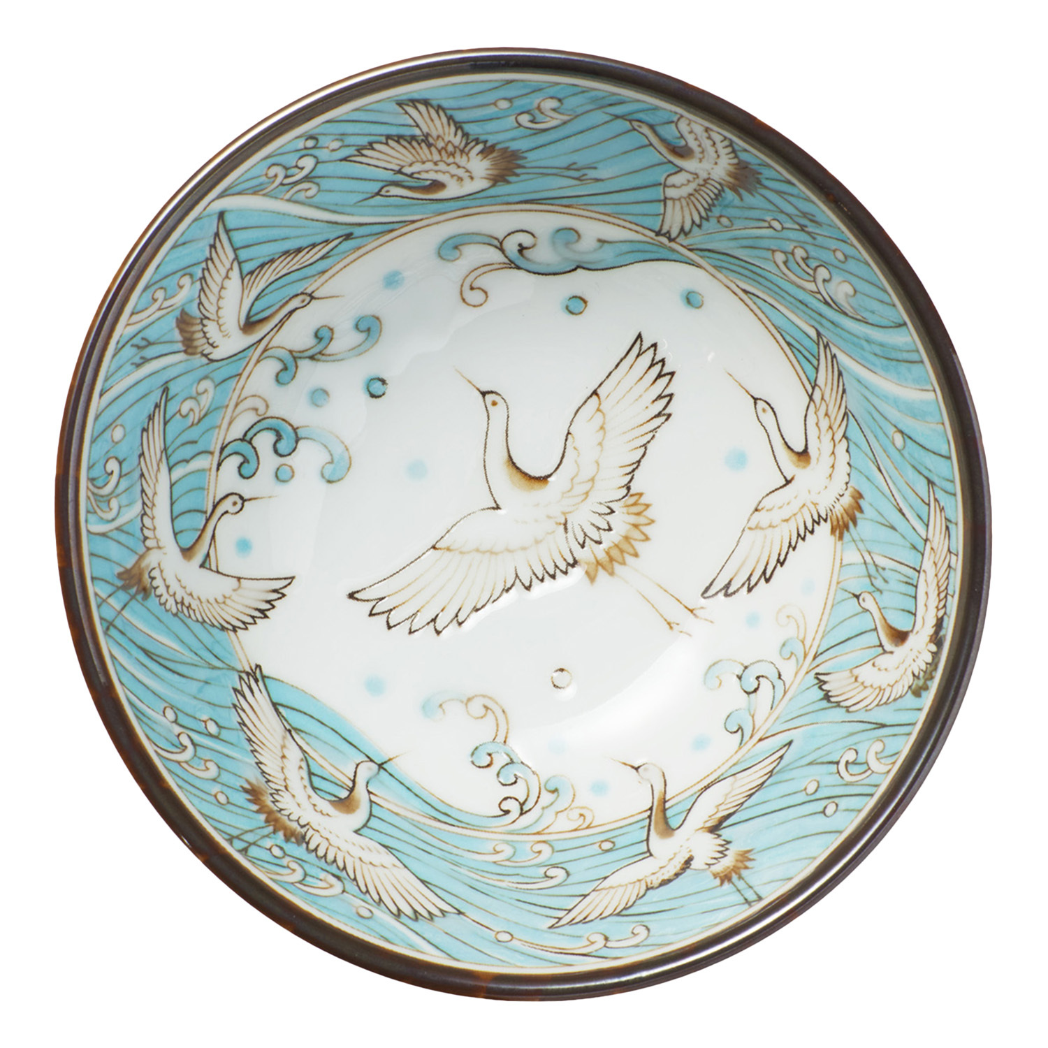 Light Blue Crane Porcelain Bowls