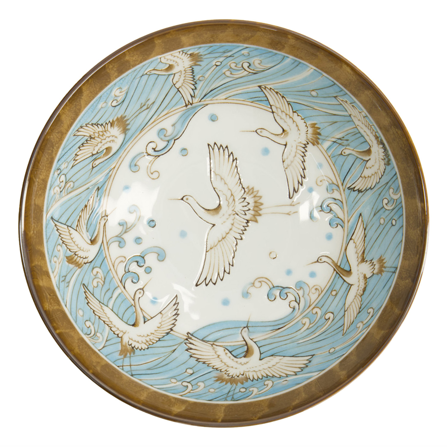Light Blue Crane Porcelain Ramen Bowls