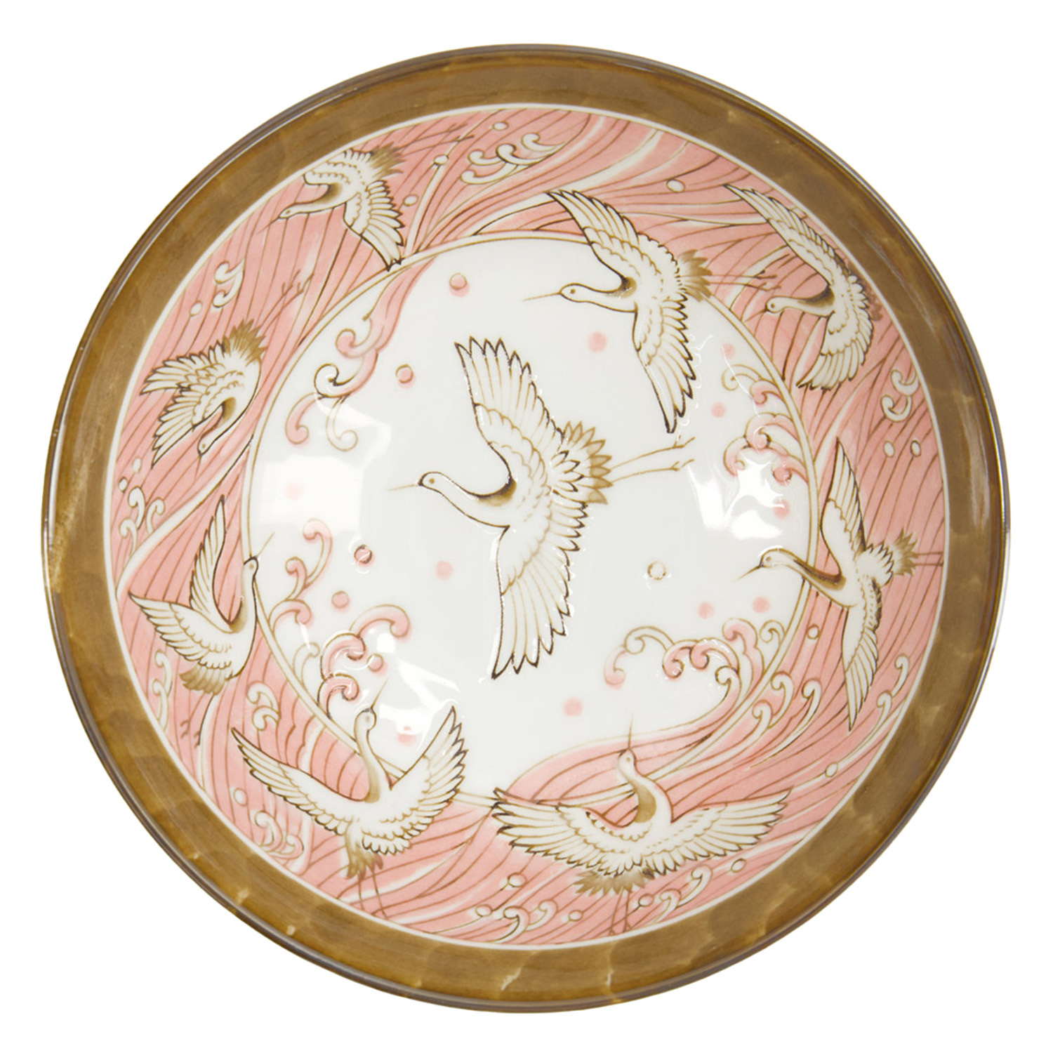 Pink Crane Porcelain Ramen Bowls