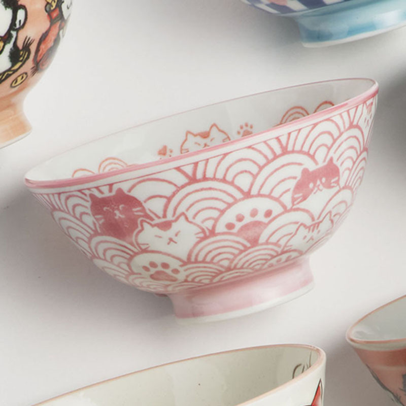 Kawaii Nami Porcelain Rice Bowls