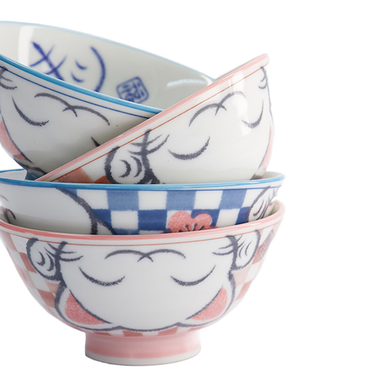 4 Piece Kawaii Neko Cat Porcelain Bowls