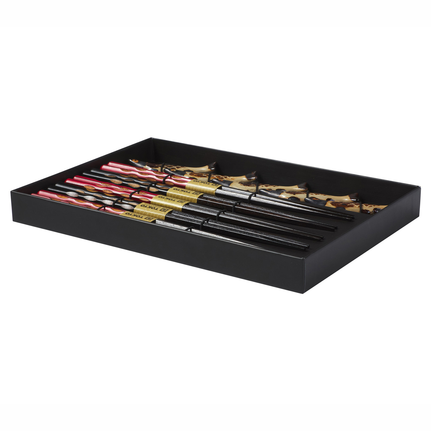 5 Pairs Sardine Chopsticks with Rest Gift Set
