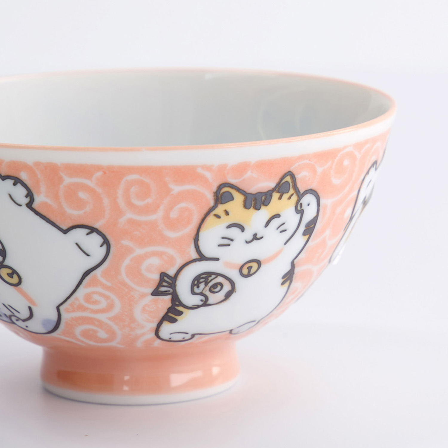 Pink Kawaii Fish Cat Porcelain Rice Bowls