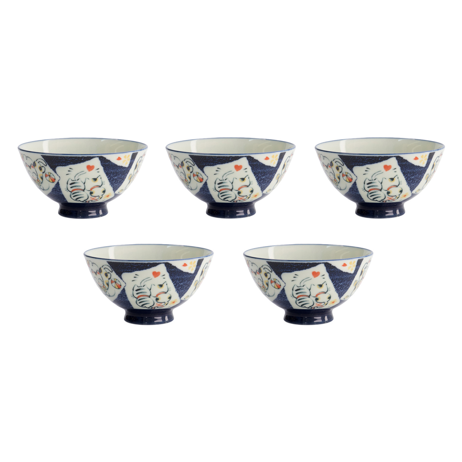 Blue Kawaii Card Porcelain Rice Bowls