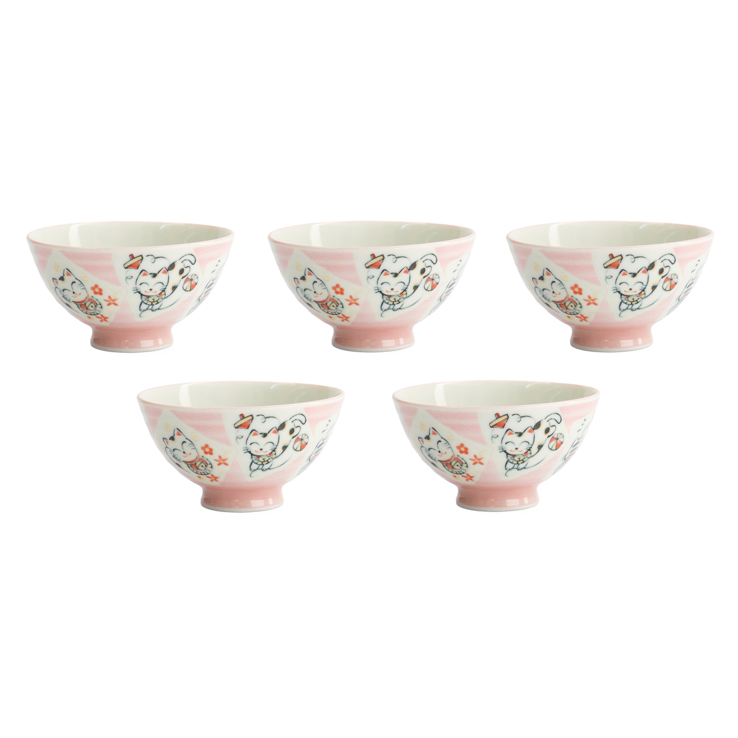 Pink Kawaii Card Porcelain Rice Bowls