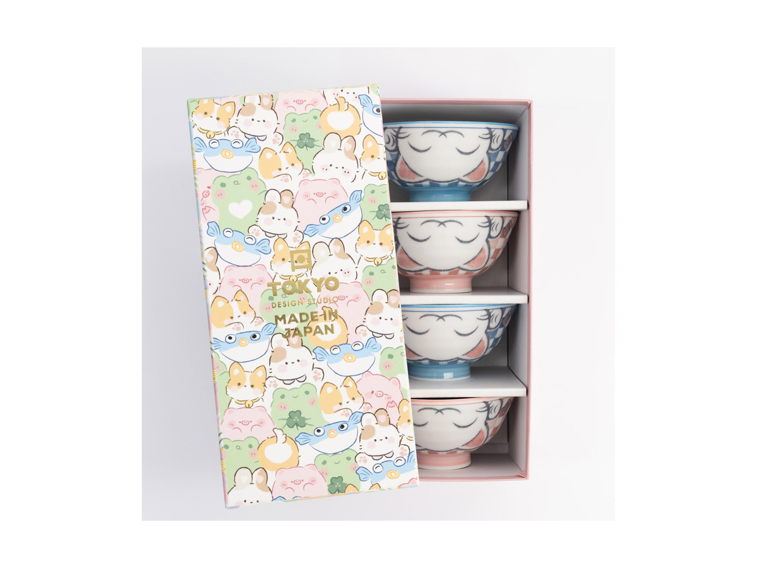 4 Piece Kawaii Neko Cat Porcelain Bowls
