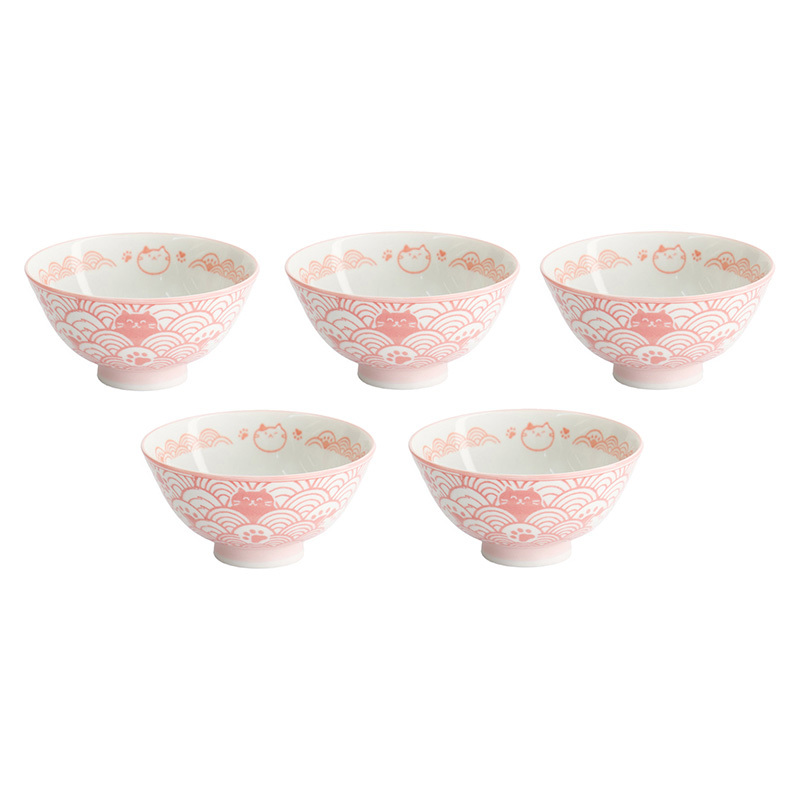 Kawaii Nami Porcelain Rice Bowls