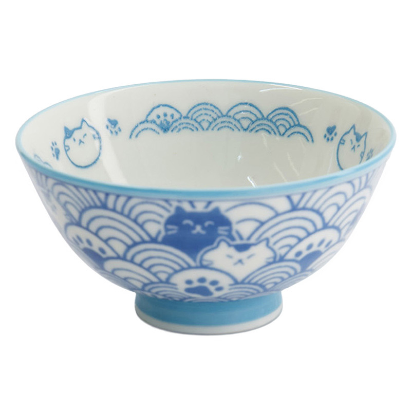 Kawaii Nami Porcelain Rice Bowls