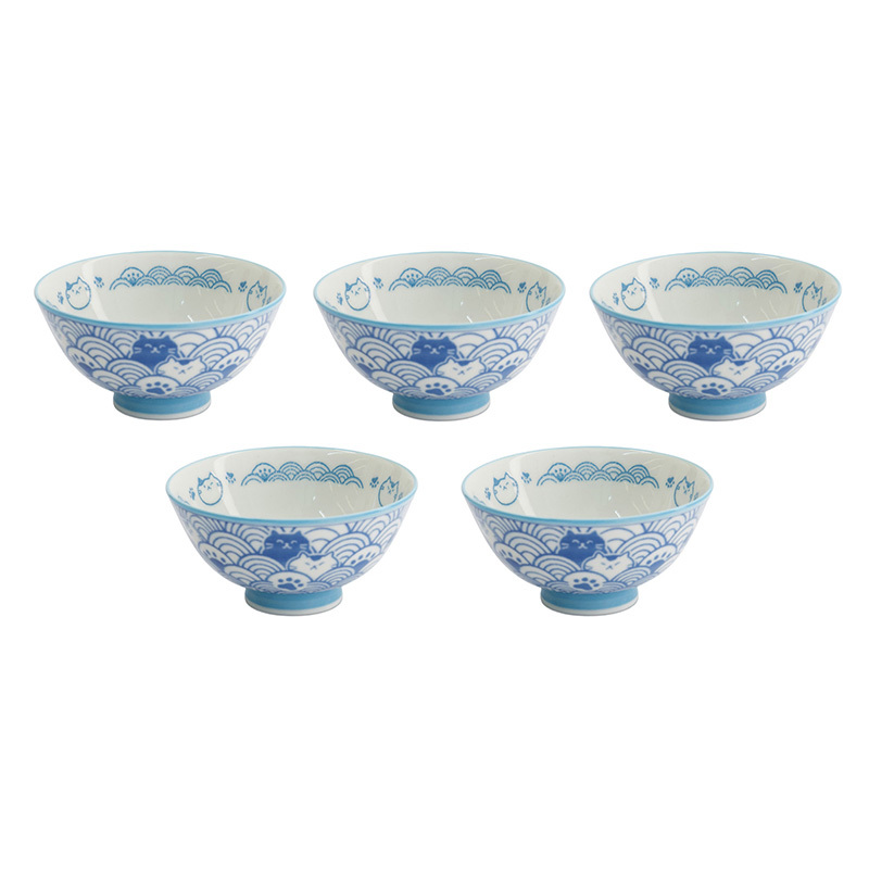 Kawaii Nami Porcelain Rice Bowls